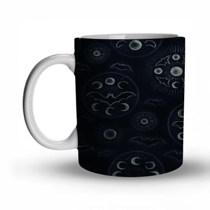Moon Phase Bat Mandala Lattice novelty coffee mugs