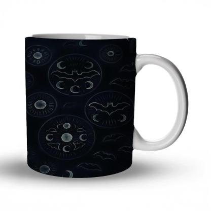 Moon Phase Bat Mandala Lattice novelty coffee mugs