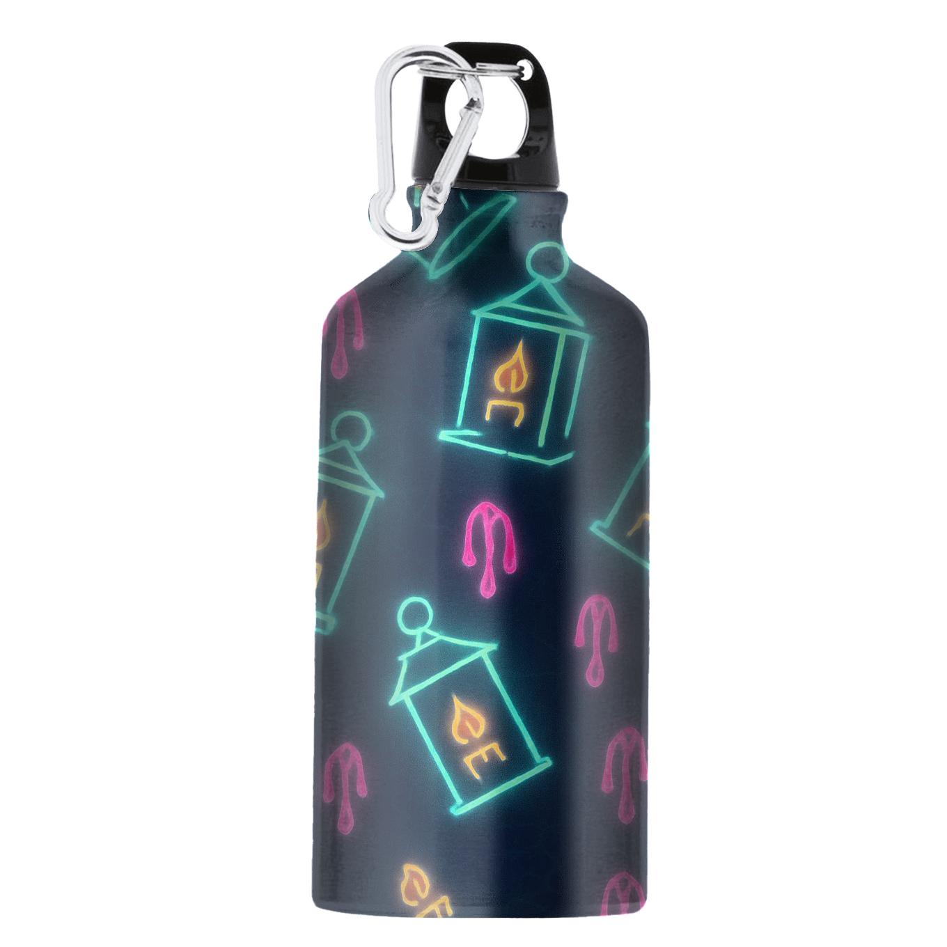 Glow Edge Lantern Lattice On Deep Navy Night sports bottles with lids