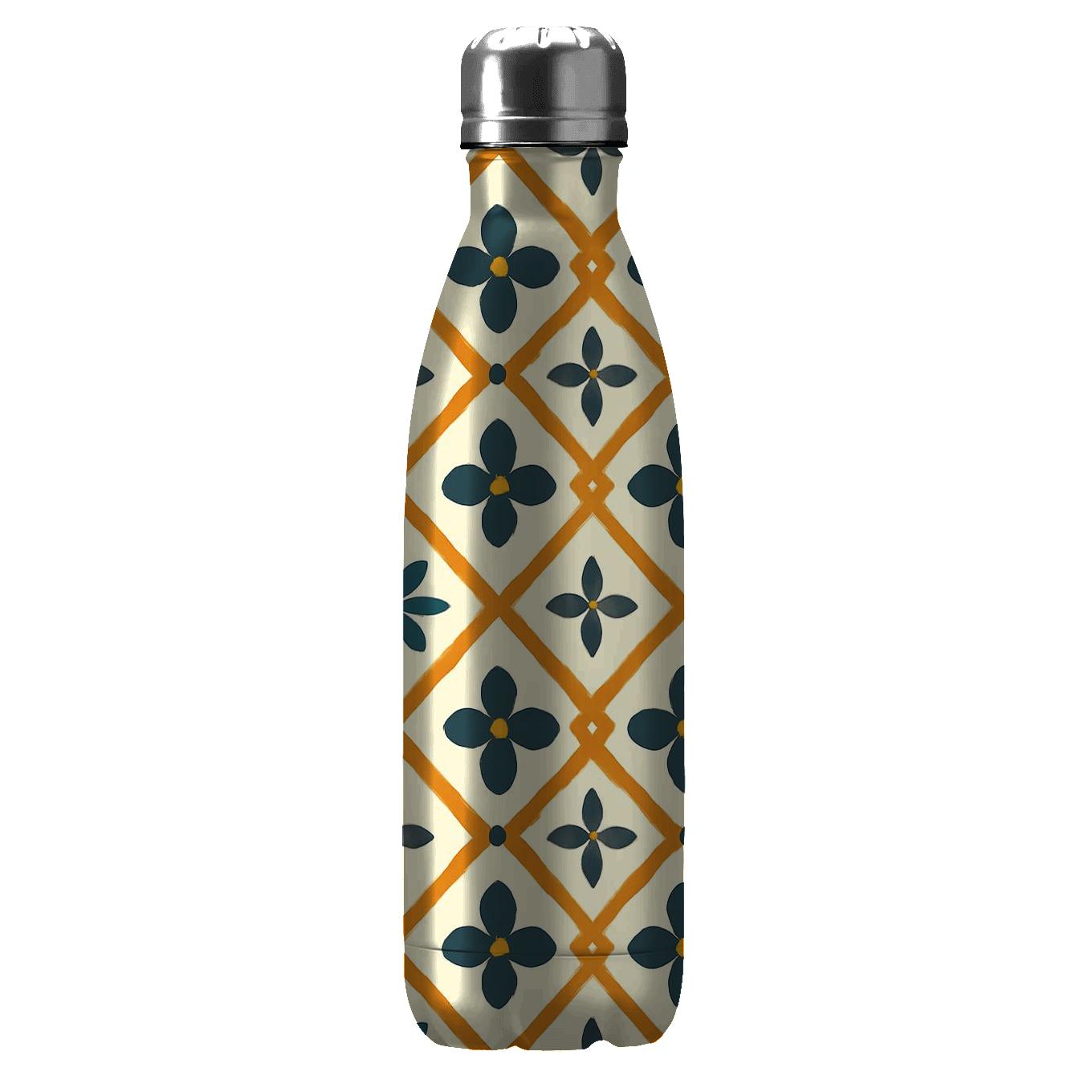 Saffron Lattice Petal Mosaic water bottles with lids
