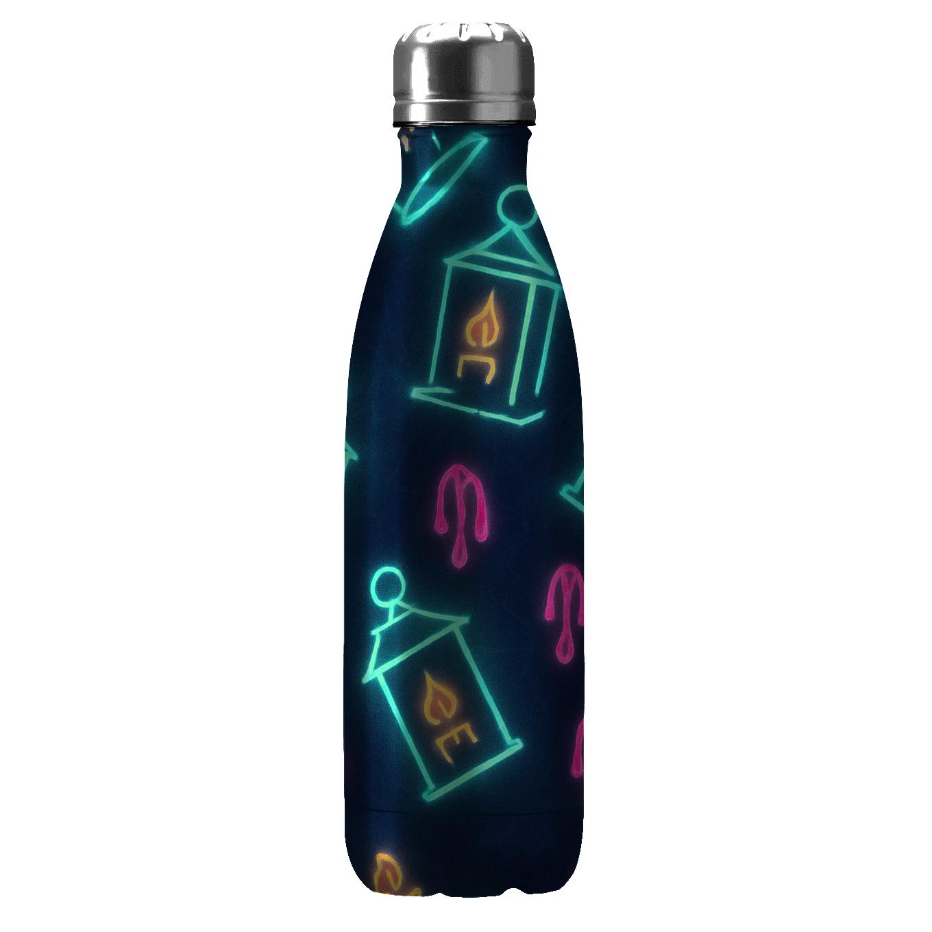 Glow Edge Lantern Lattice On Deep Navy Night unique water bottles