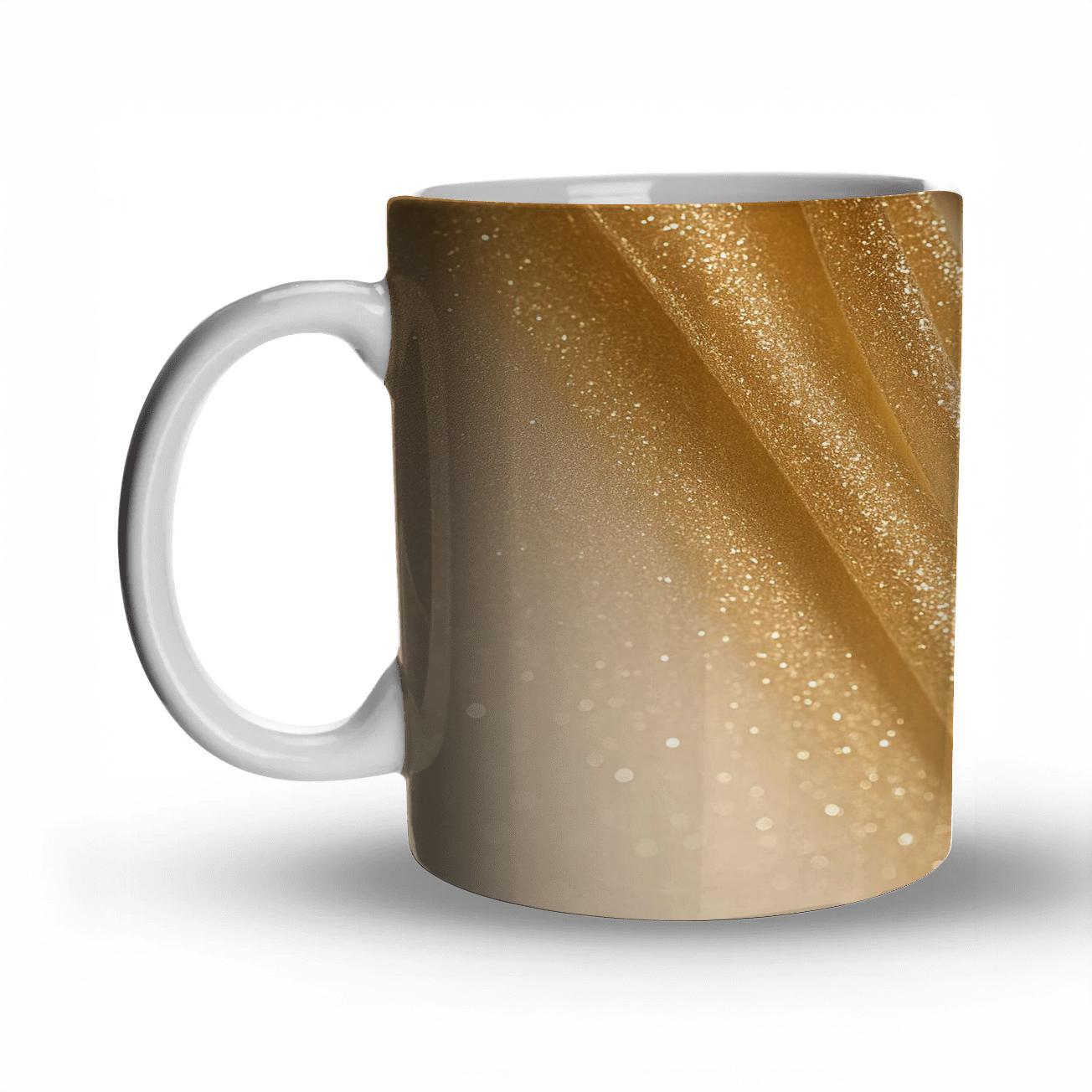 Champagne Chrome Glitter Cascade custom printed mugs
