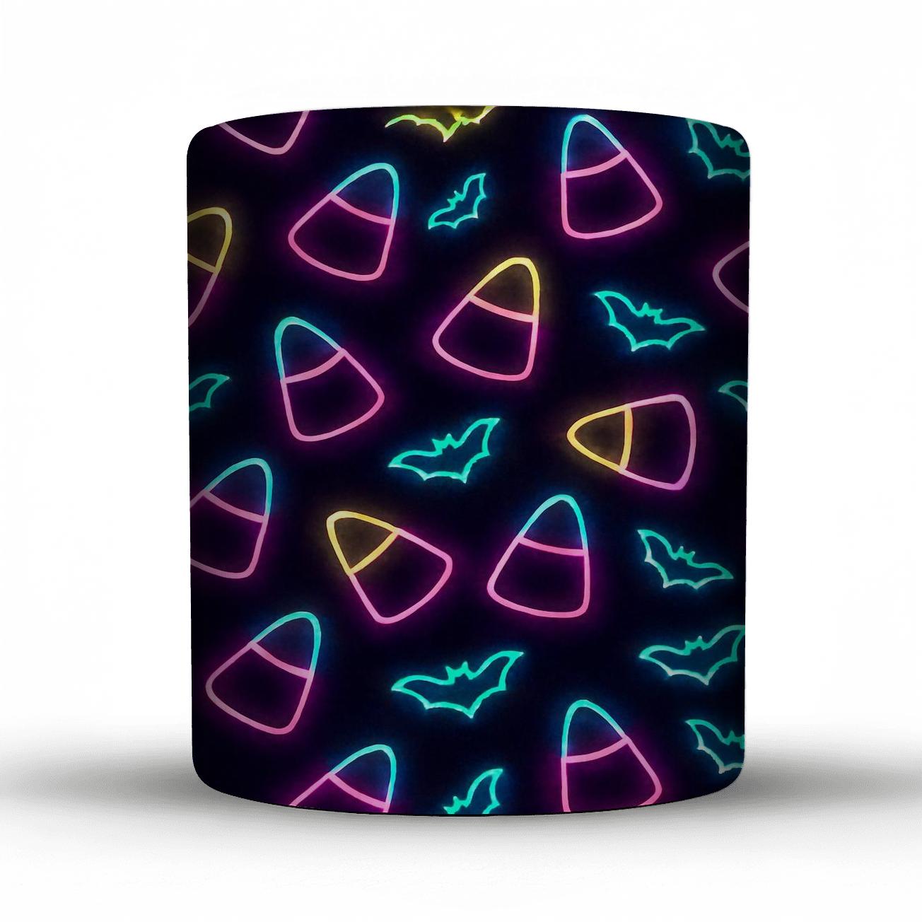 Neon Carnival Candy Corn Diagonal Array insulated thermal mugs