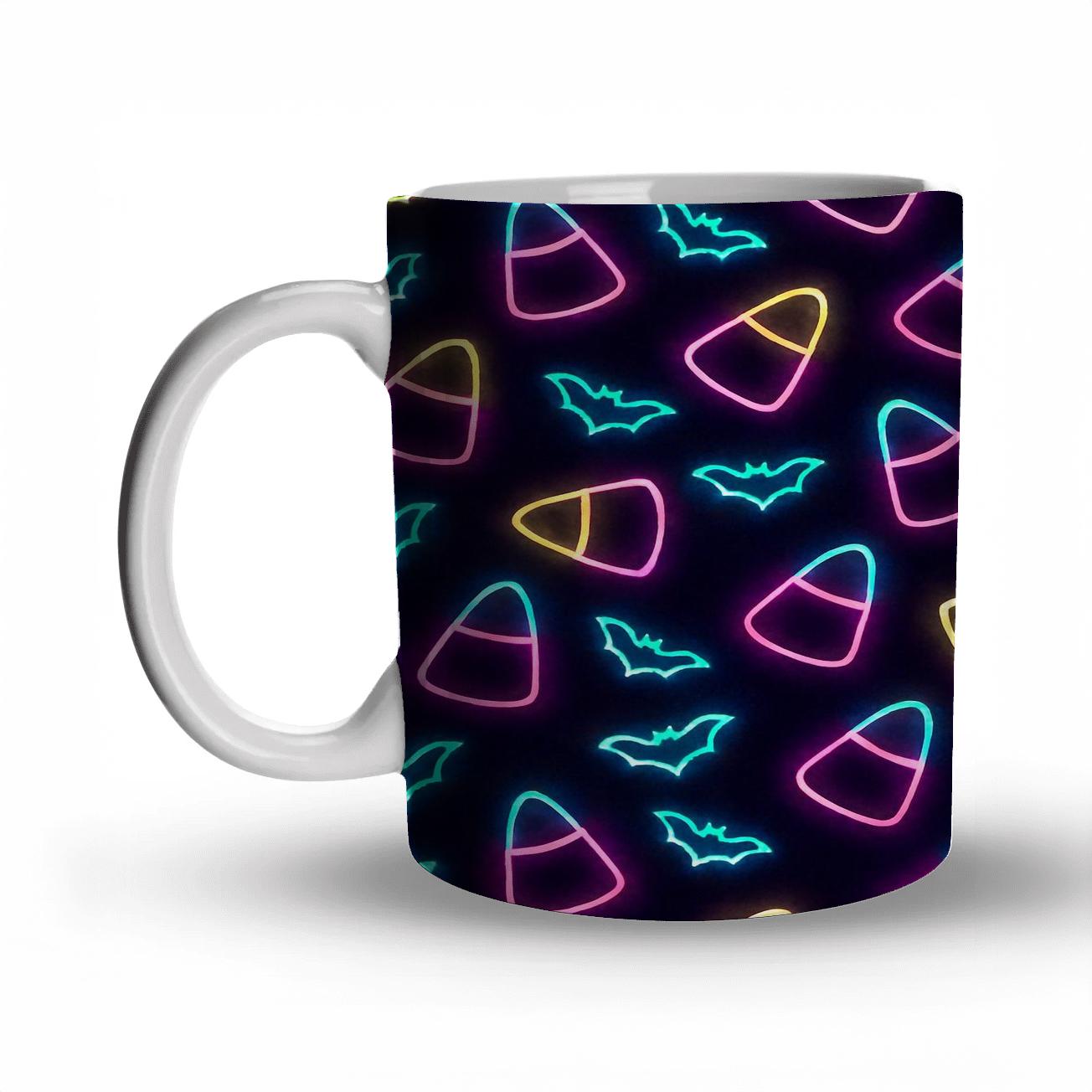 Neon Carnival Candy Corn Diagonal Array insulated thermal mugs
