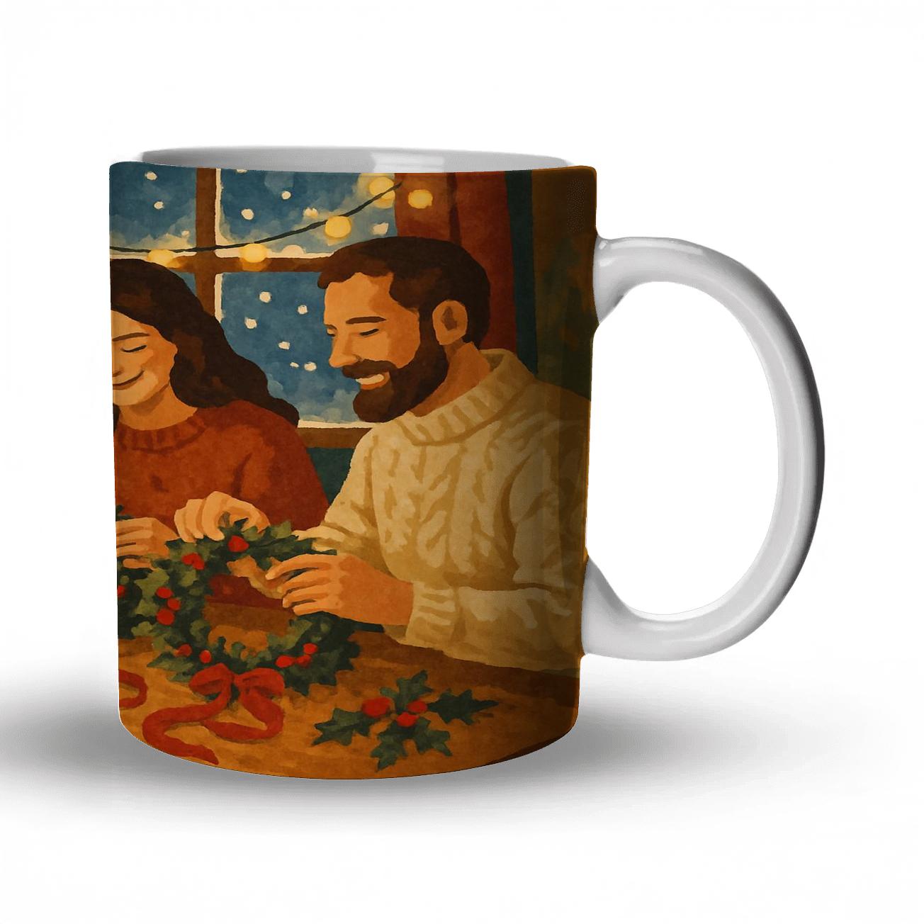 Wreathmaking By Window Glow ceramic coffee mugs