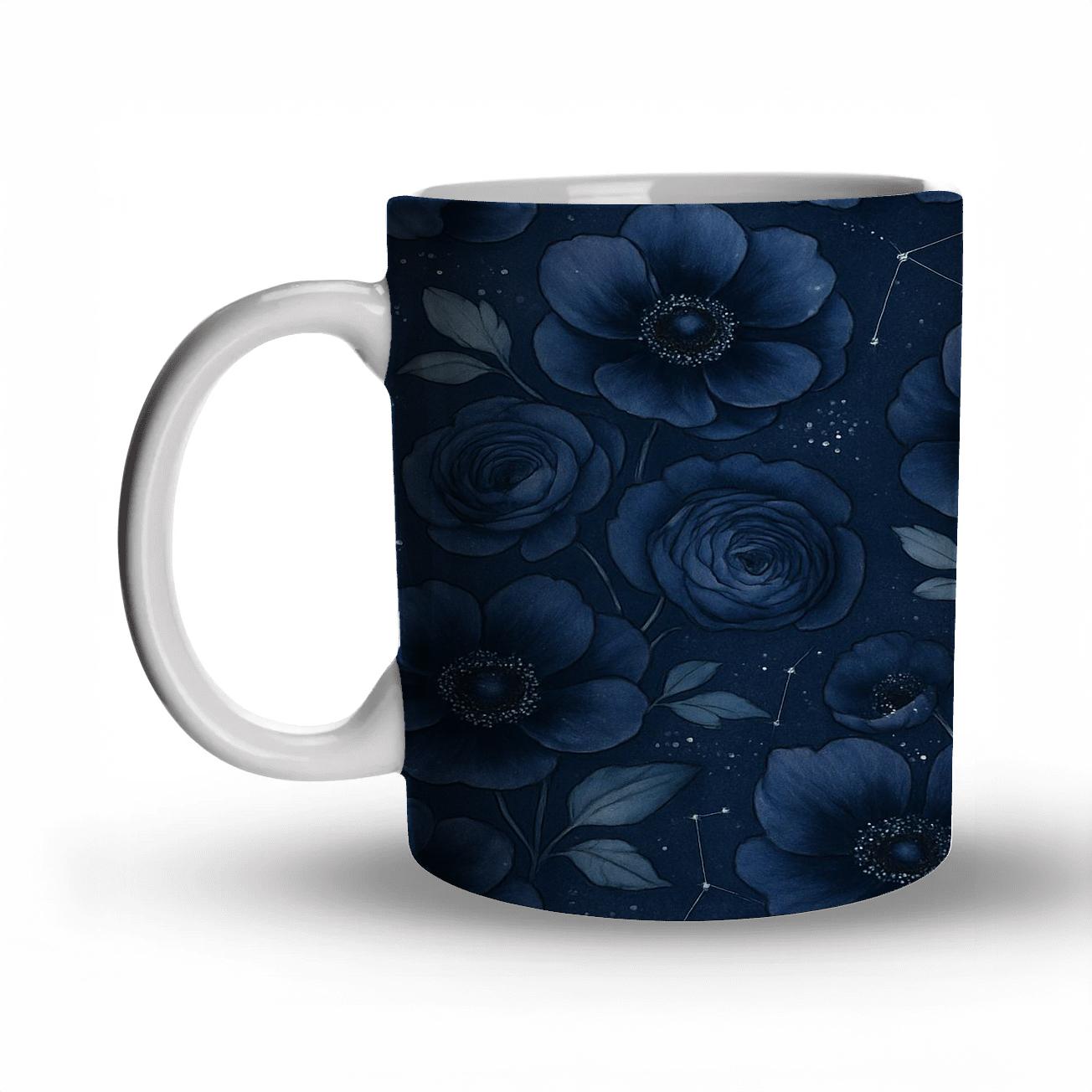 Midnight Anemone Constellations ceramic coffee mugs