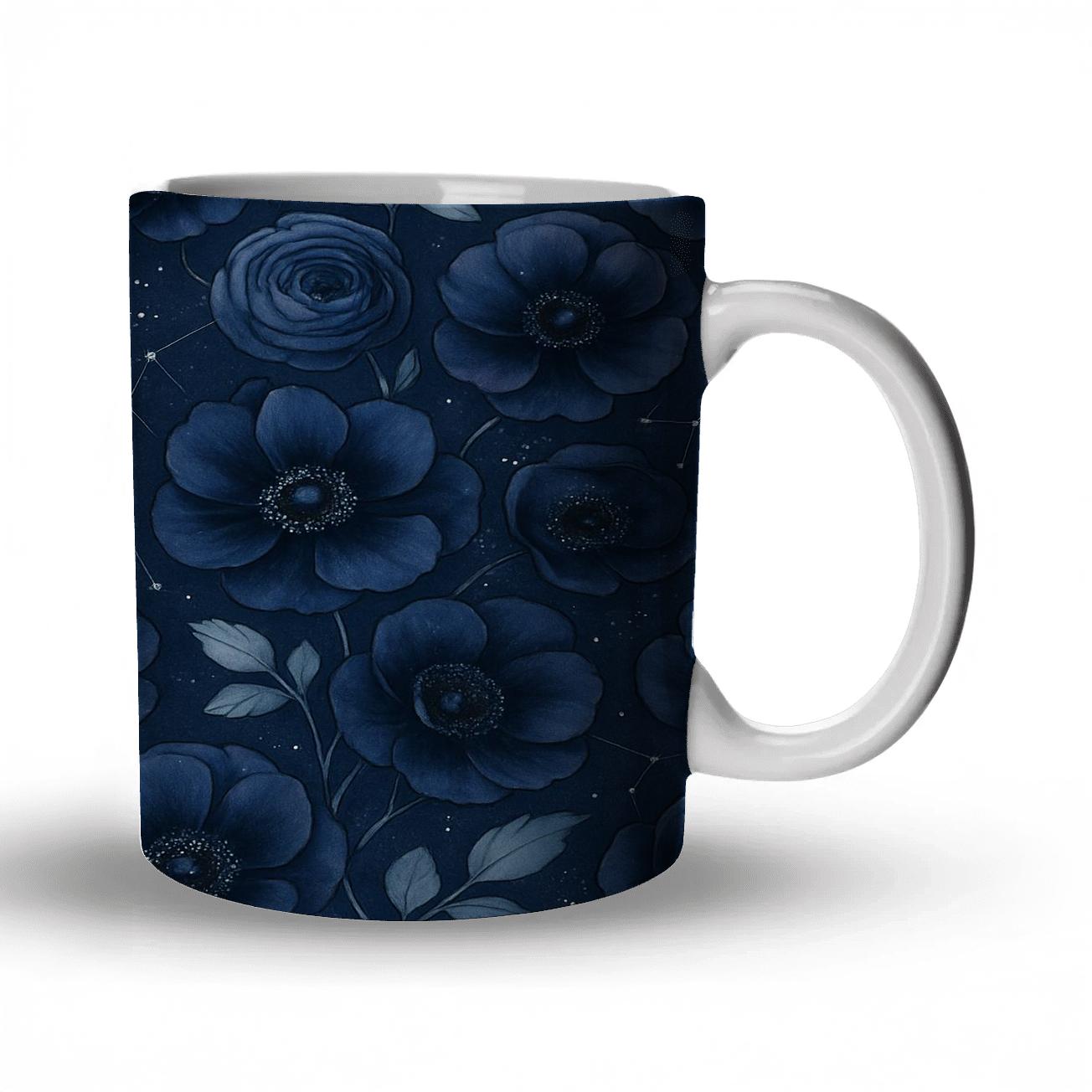 Midnight Anemone Constellations ceramic coffee mugs