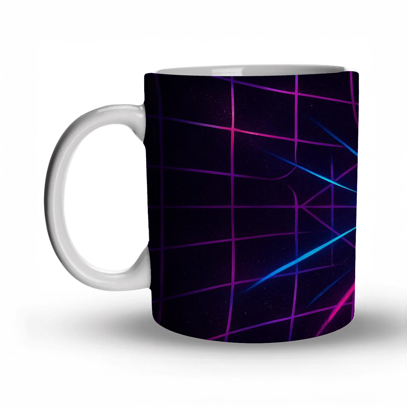 Electric Amethyst Prism Glitter Grid ceramic coffee mugs