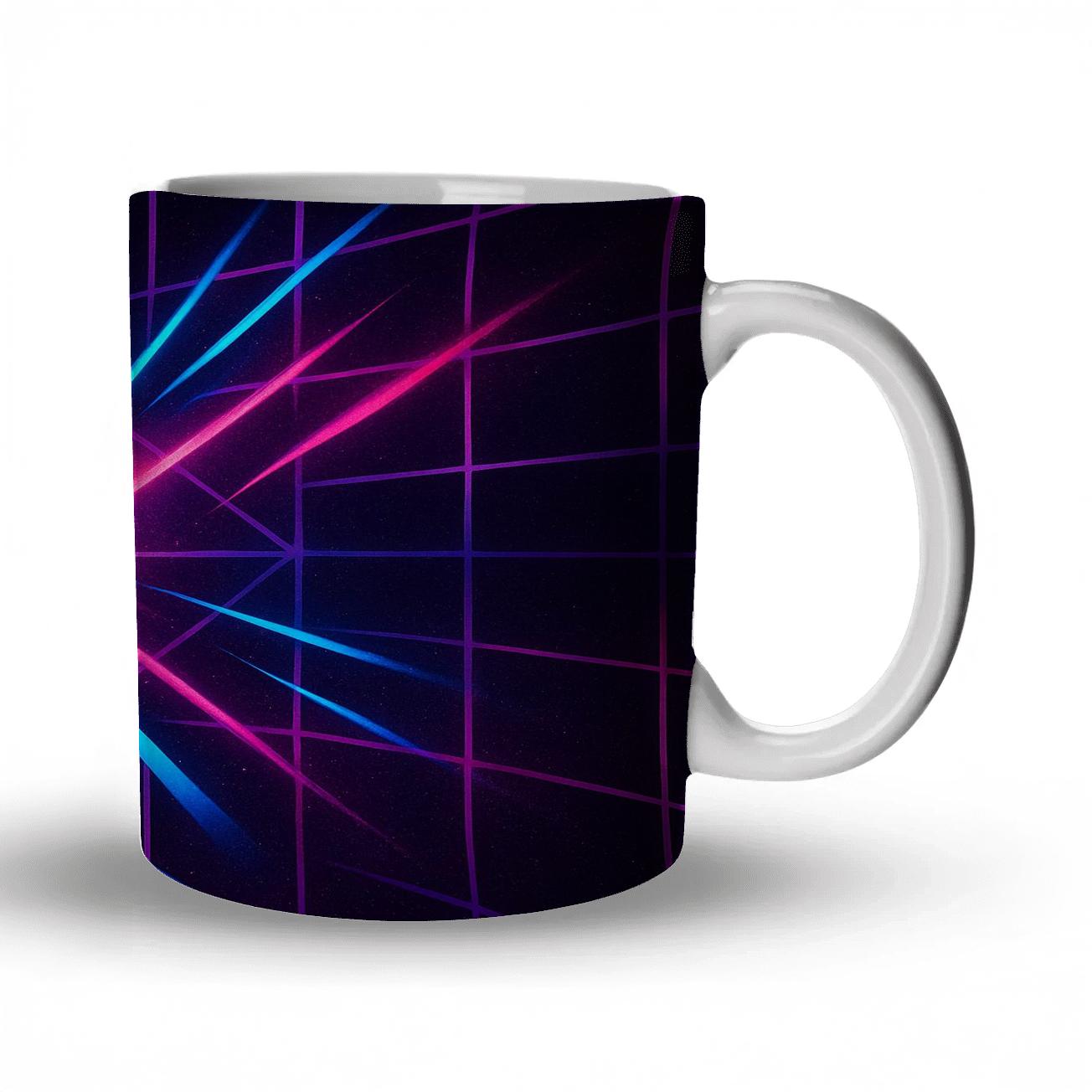 Electric Amethyst Prism Glitter Grid ceramic coffee mugs