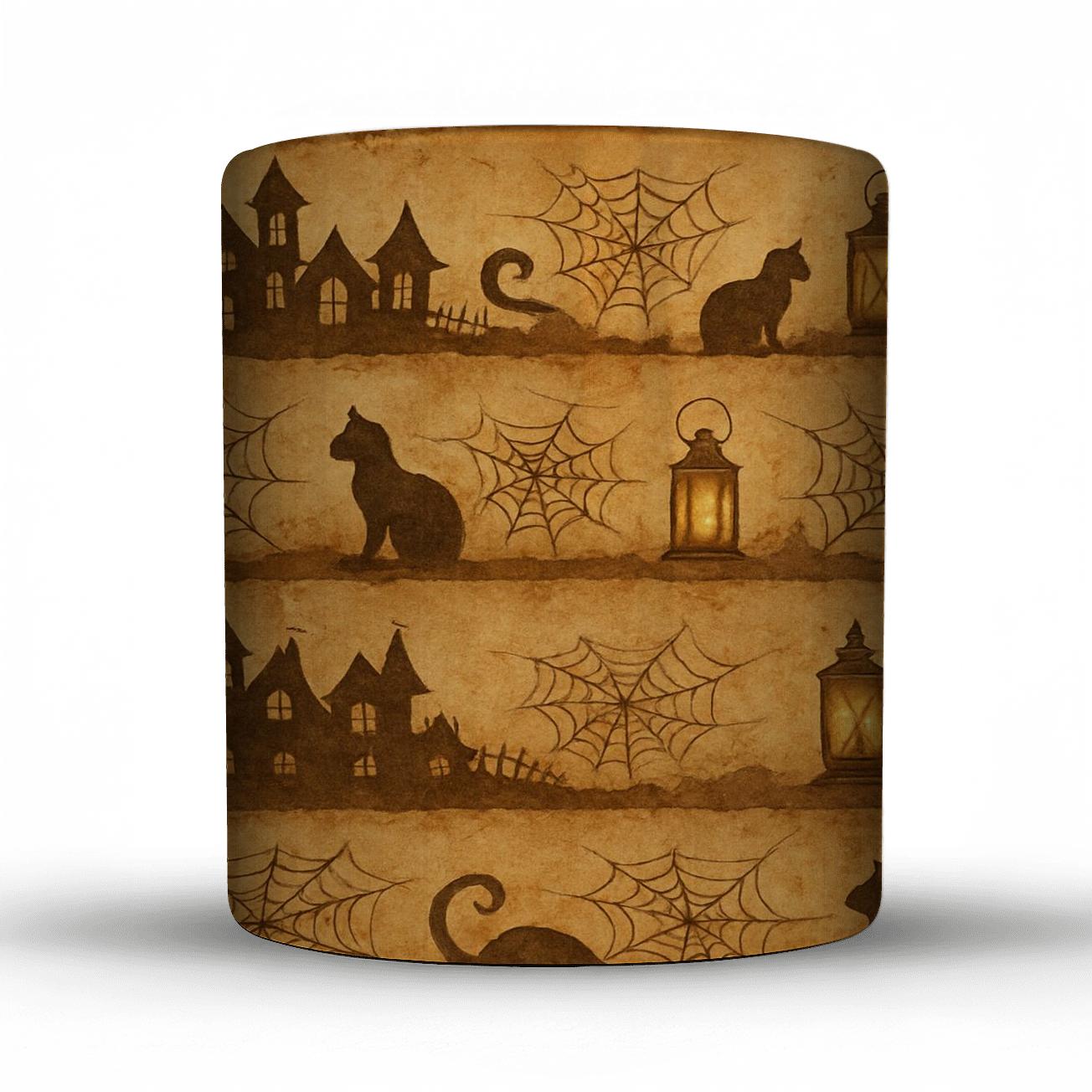 Sepia Parchment Haunted Horizon Bands With Lantern Clusters gift mugs for occasions
