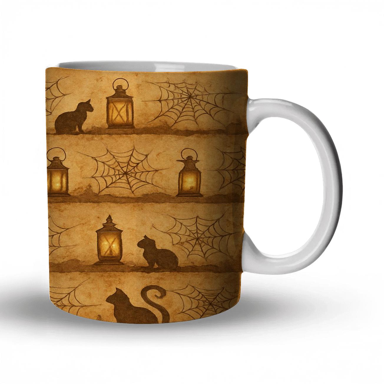 Sepia Parchment Haunted Horizon Bands With Lantern Clusters gift mugs for occasions