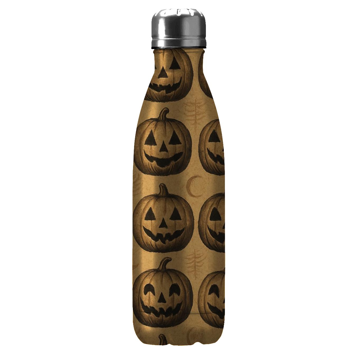 Sepia Parchment Jack O Lantern Face Grid insulated water bottles