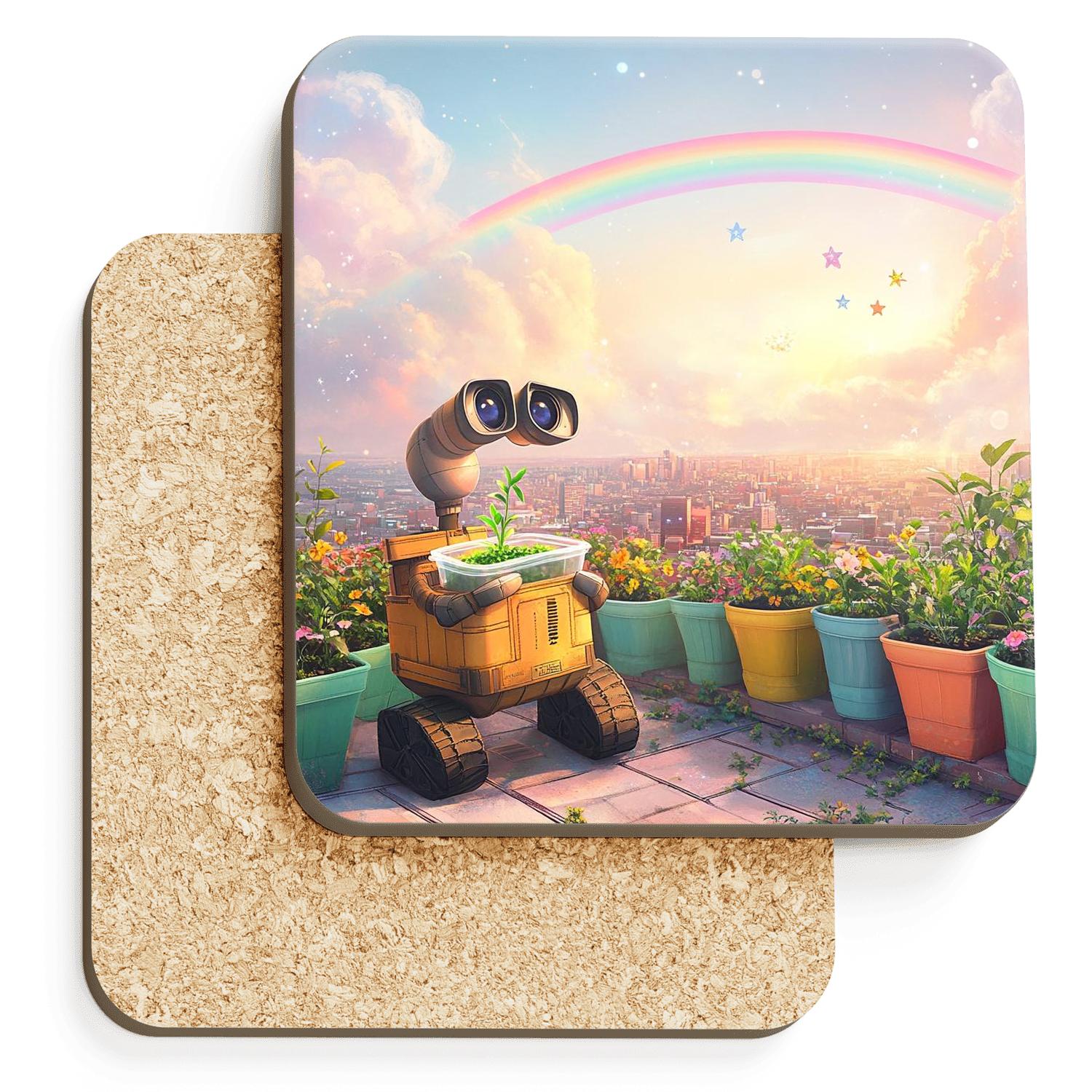 WALL E Rainbow Space Garden personalized drink coasters