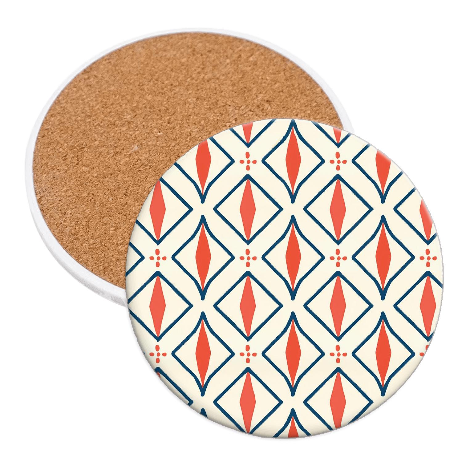 Paper Kite Lattice In Coral And Navy elegant tabletop coasters
