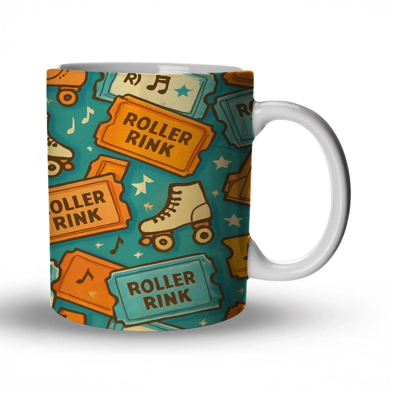 Roller Rink Ticket Stubs Pattern ceramic coffee mugs