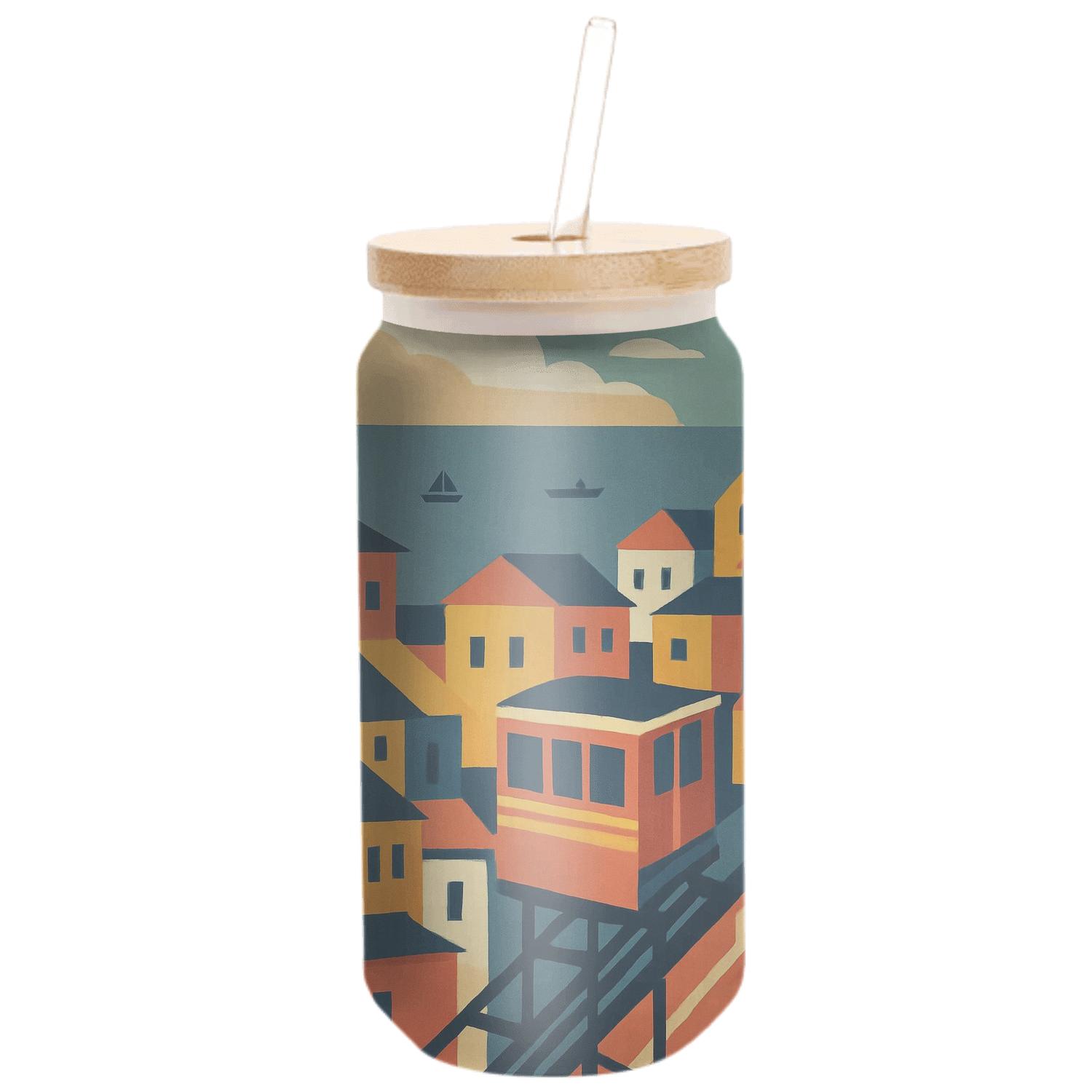 Valparaiso Funiculars Chile artisan blown glass drinkware