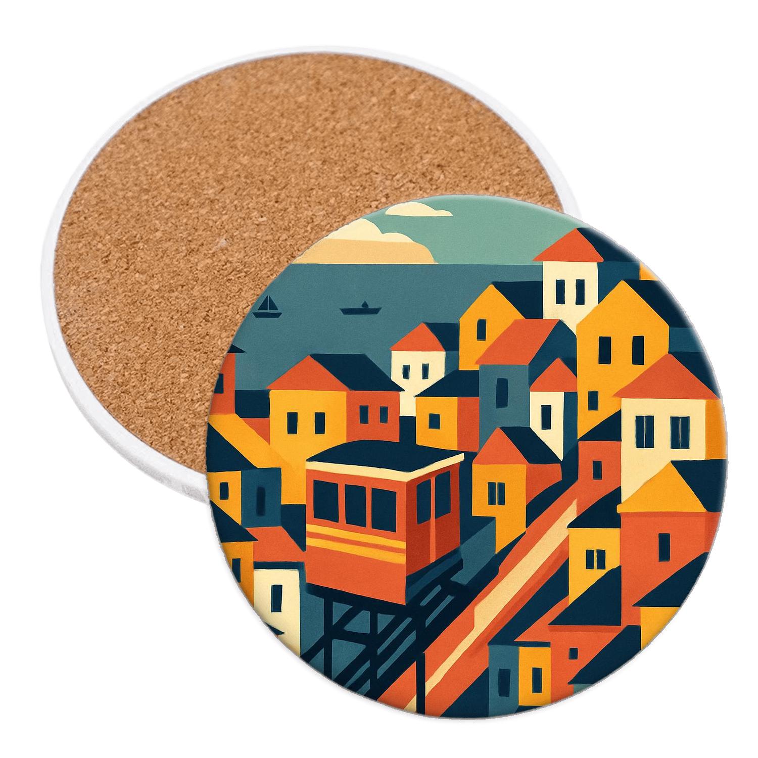 Valparaiso Funiculars Chile personalized drink coasters