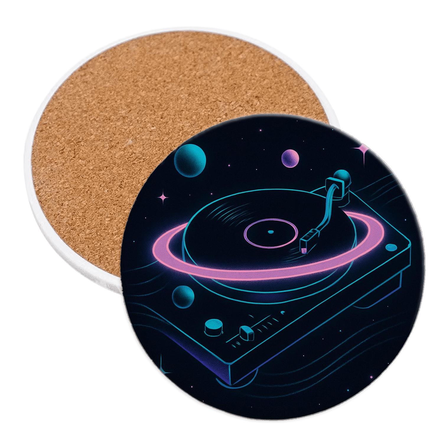 Cosmic DJ Turntable Orbit cork coaster sets
