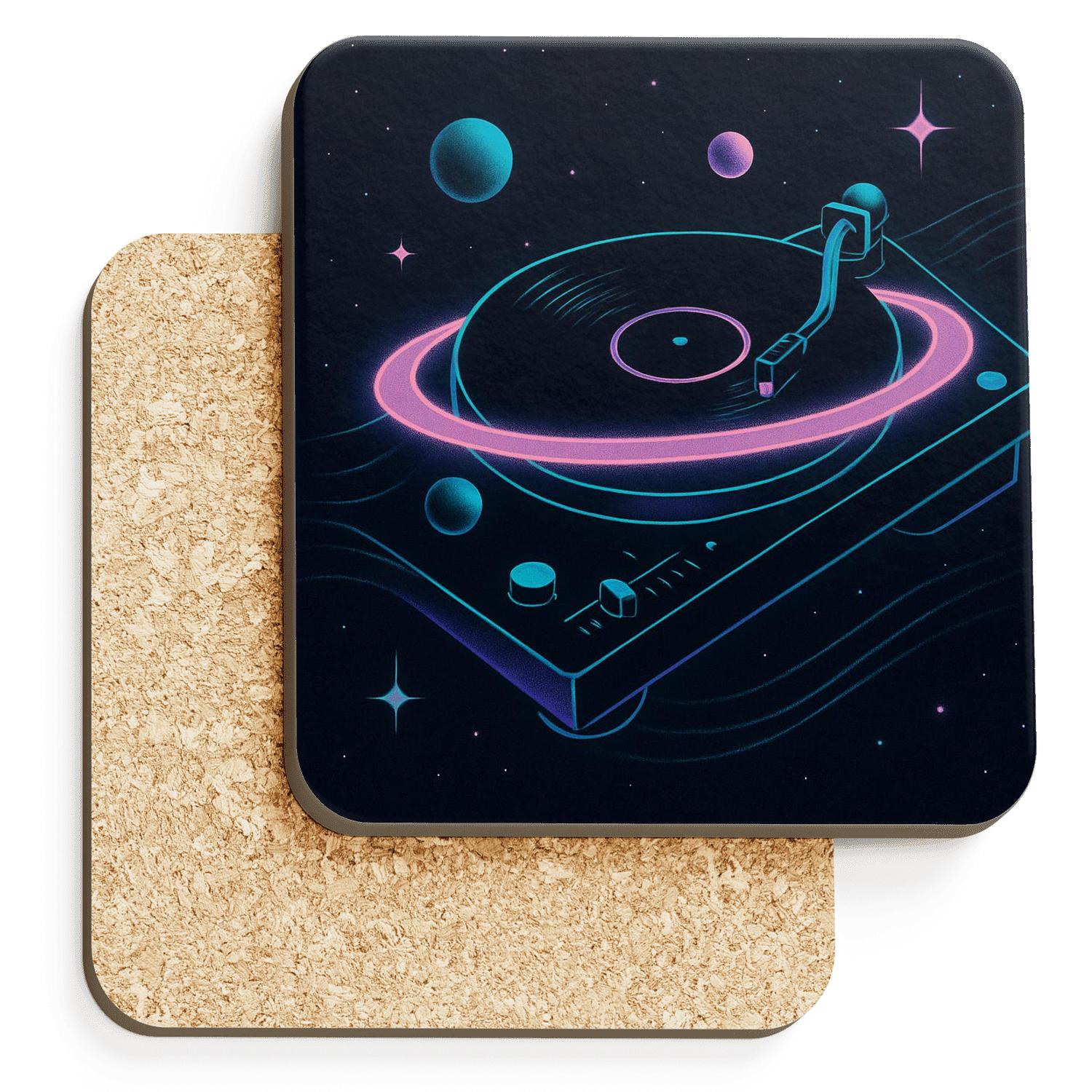 Cosmic DJ Turntable Orbit decorative beverage coasters