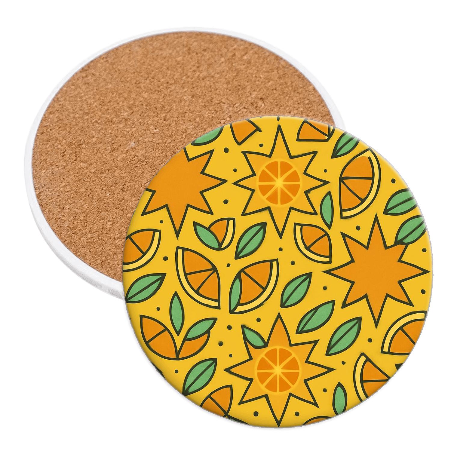 Citrus Star Tessellation Pattern custom engraved coasters