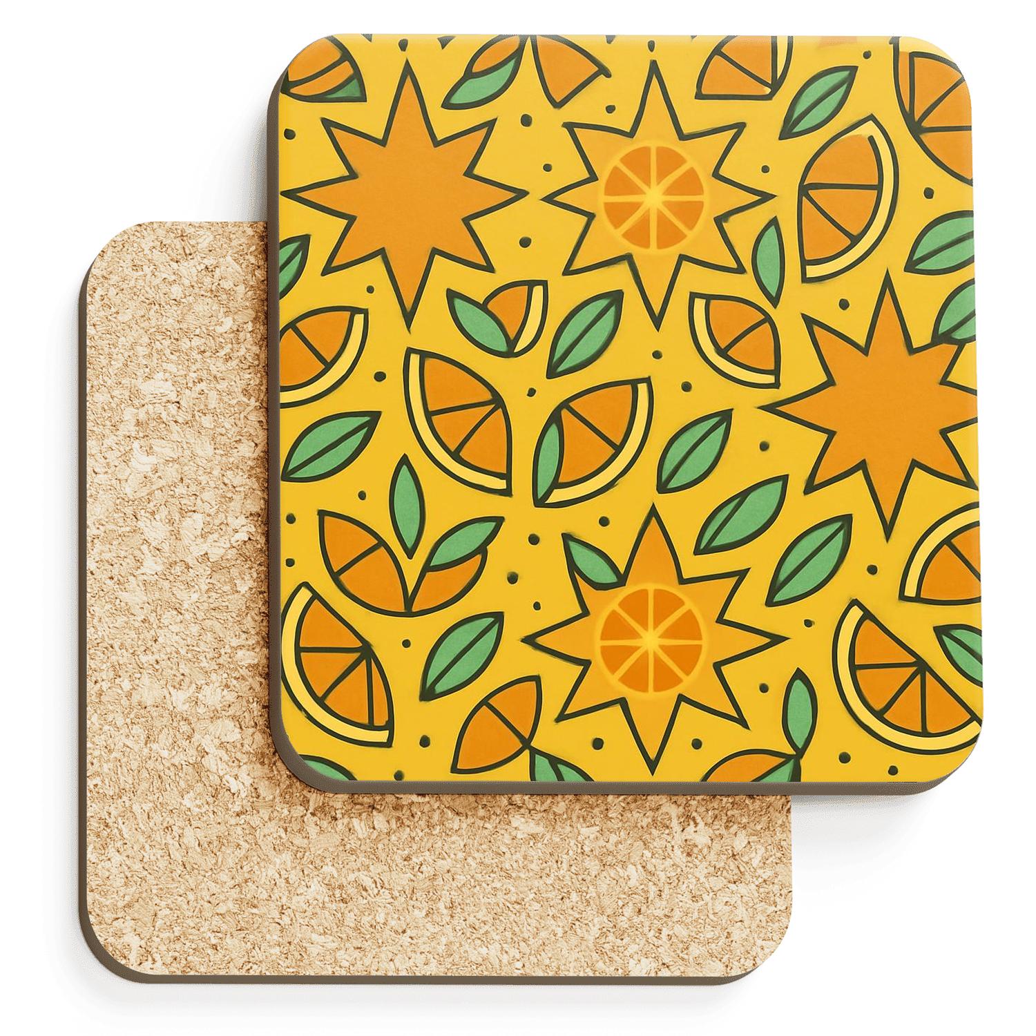 Citrus Star Tessellation Pattern decorative beverage coasters