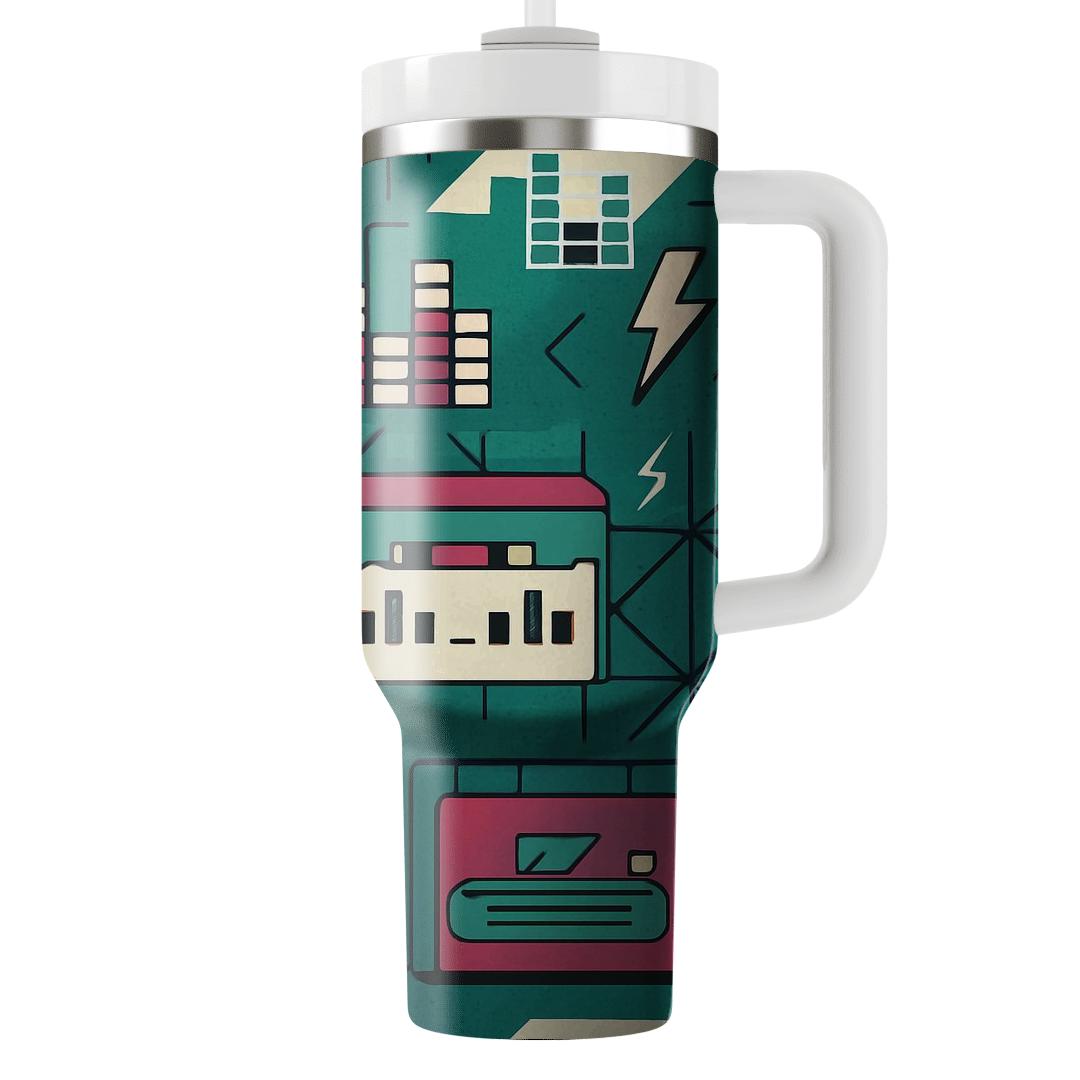 Cassette Deck Geometry Grid decorative tumblers