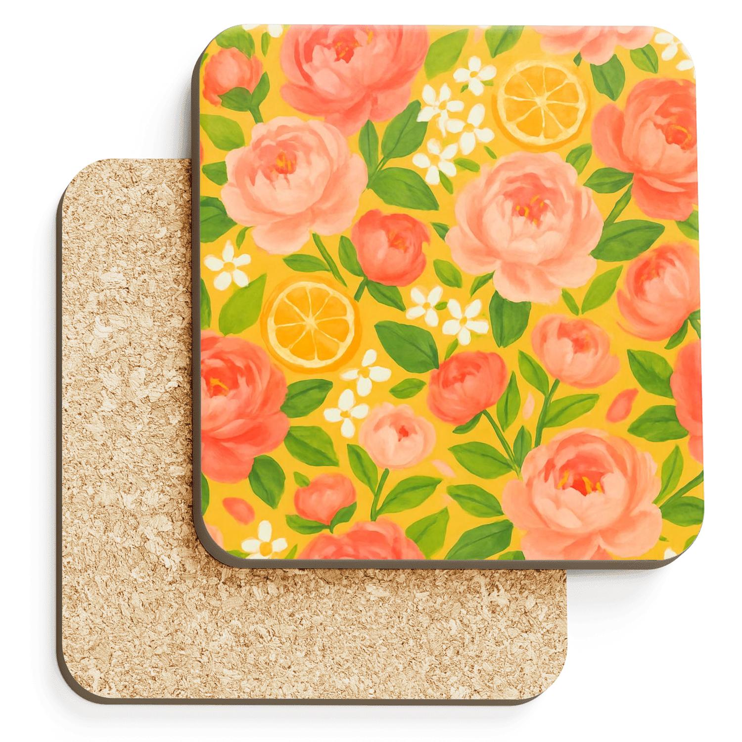Citrus Peony Morning Market absorbent drink coasters