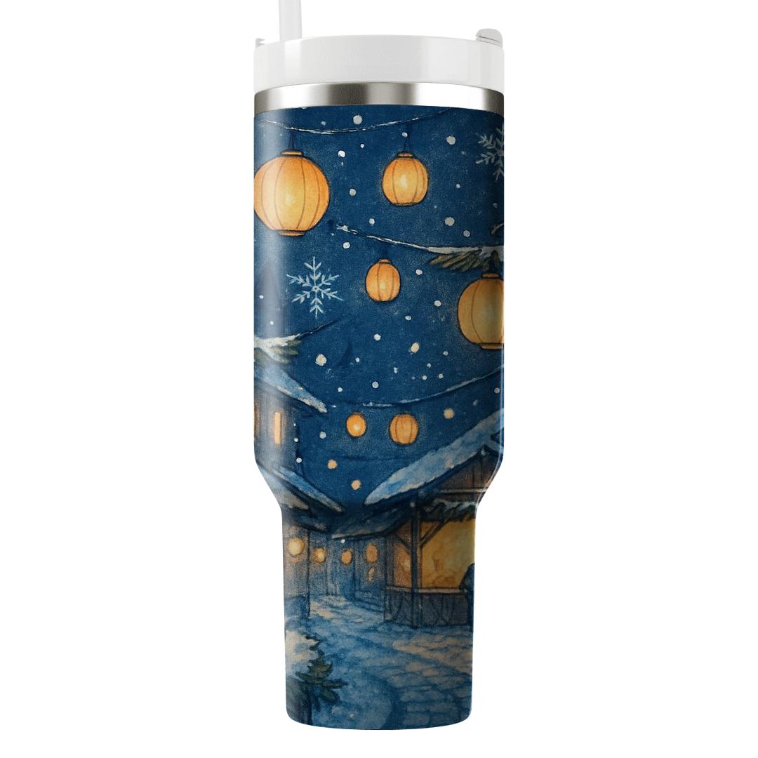 Midnight Winter Lantern Market tumblers for gifts