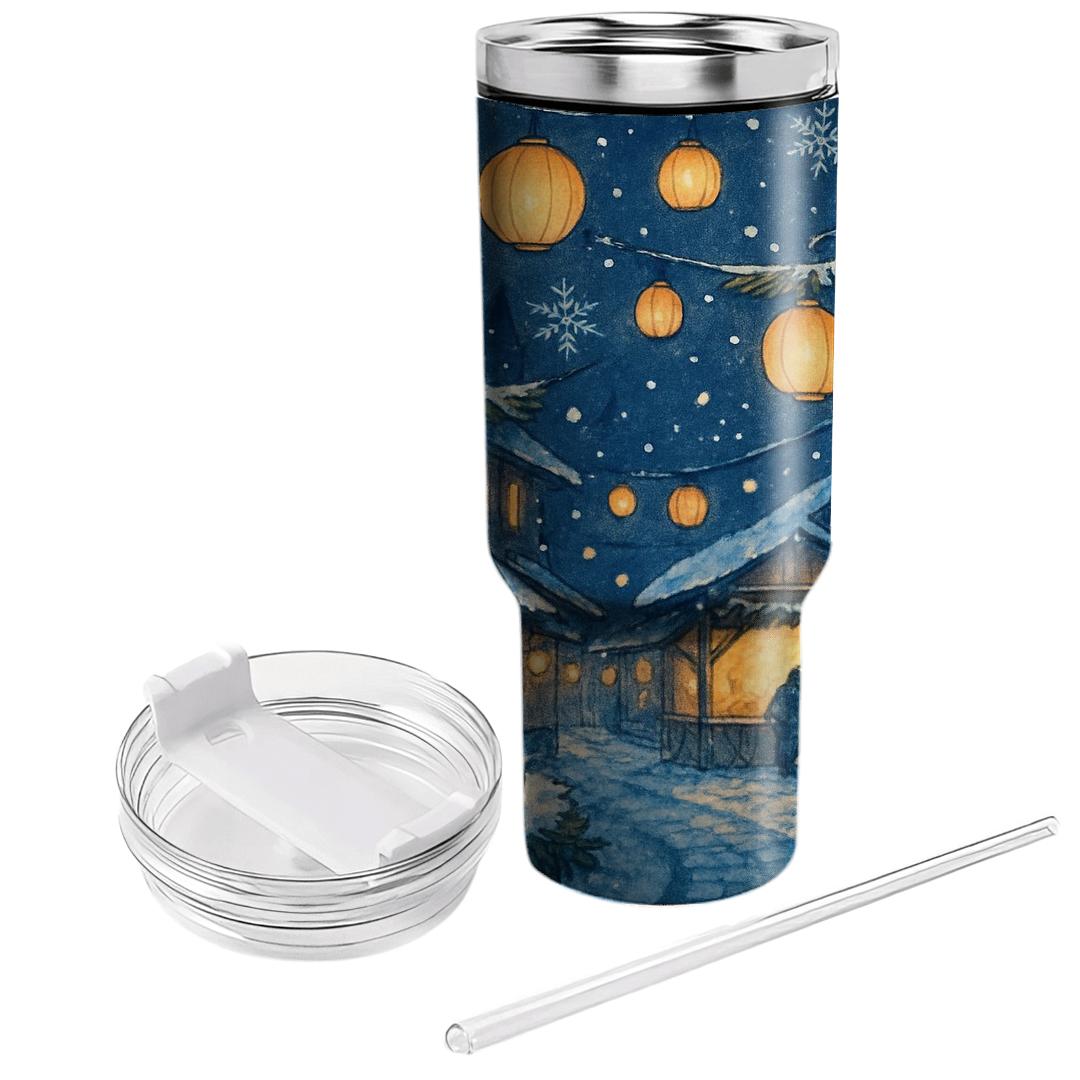 Midnight Winter Lantern Market tumblers for gifts