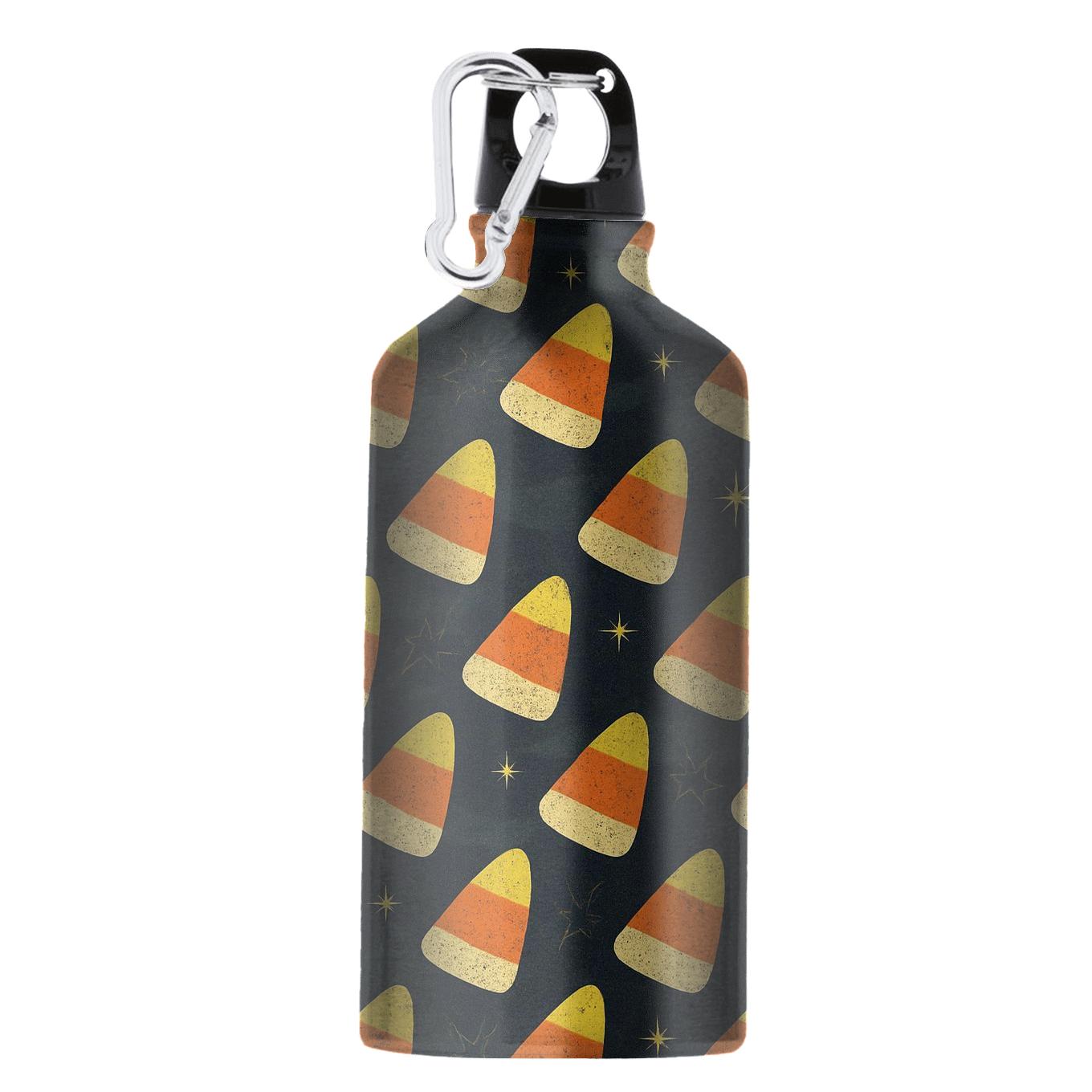 Neon Haunted Carnival Candy Corn Diagonal Array sports bottles with lids