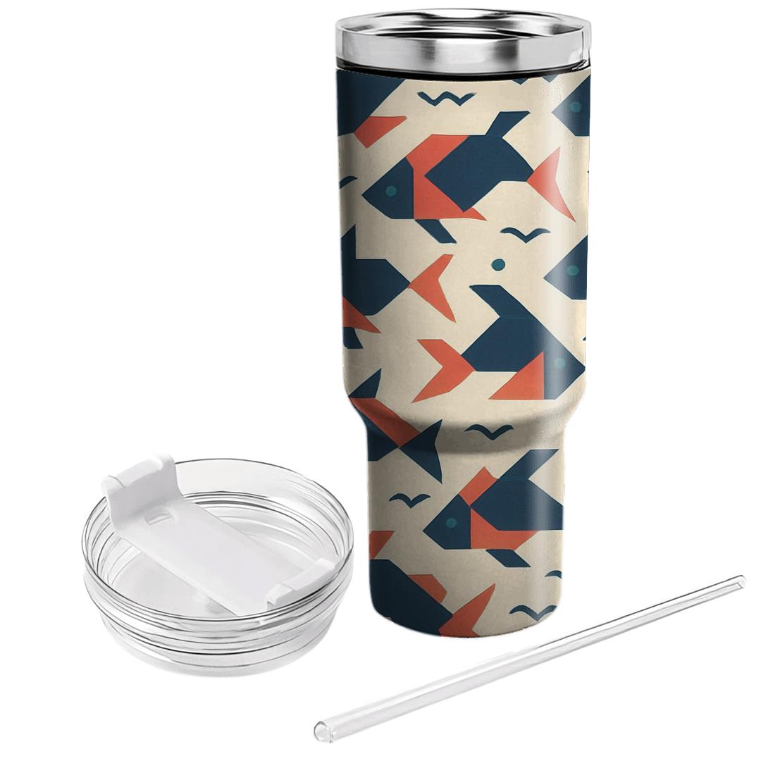 Origami Koi Lattice Pattern decorative tumblers