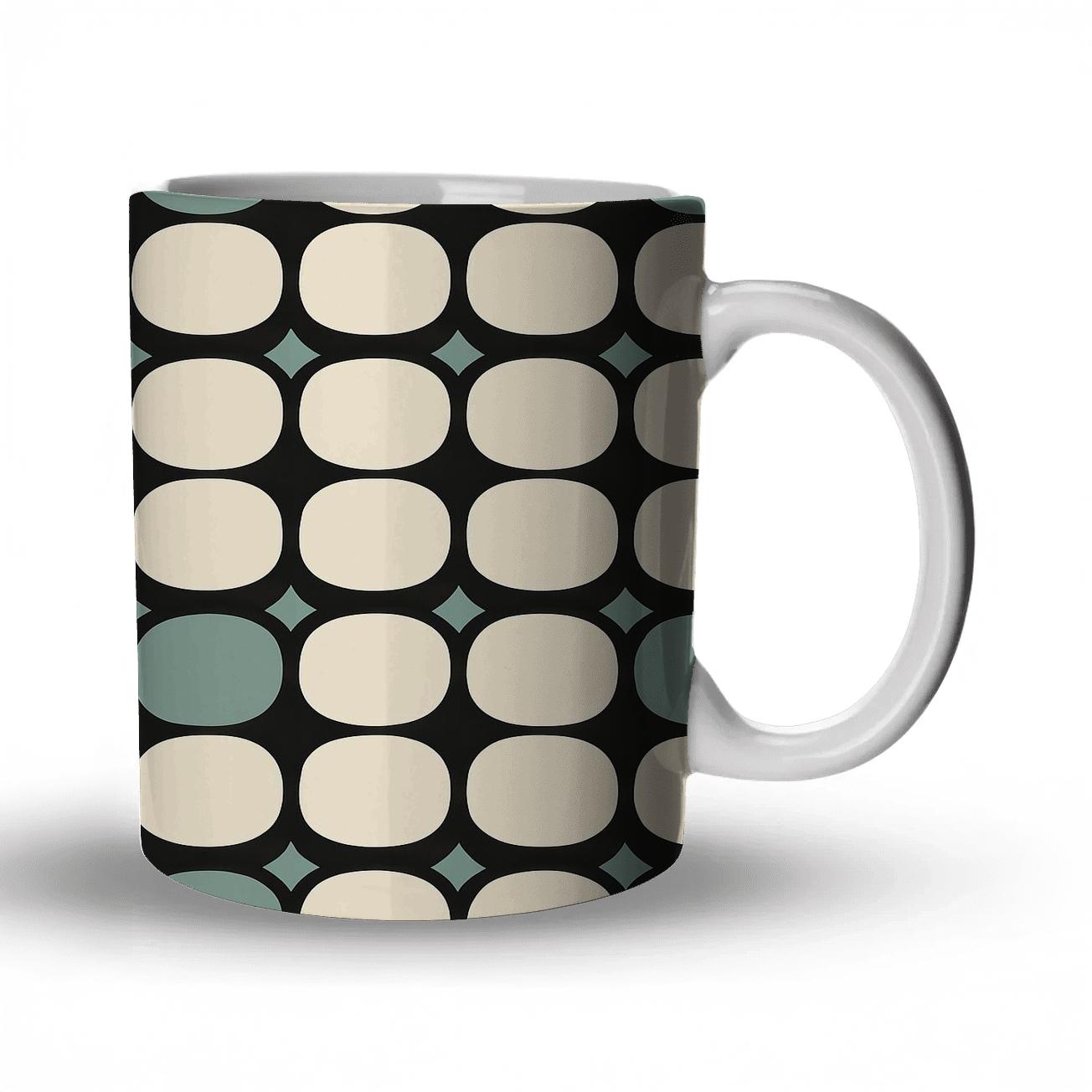 Op Art Pebble Grid Mosaic ceramic coffee mugs