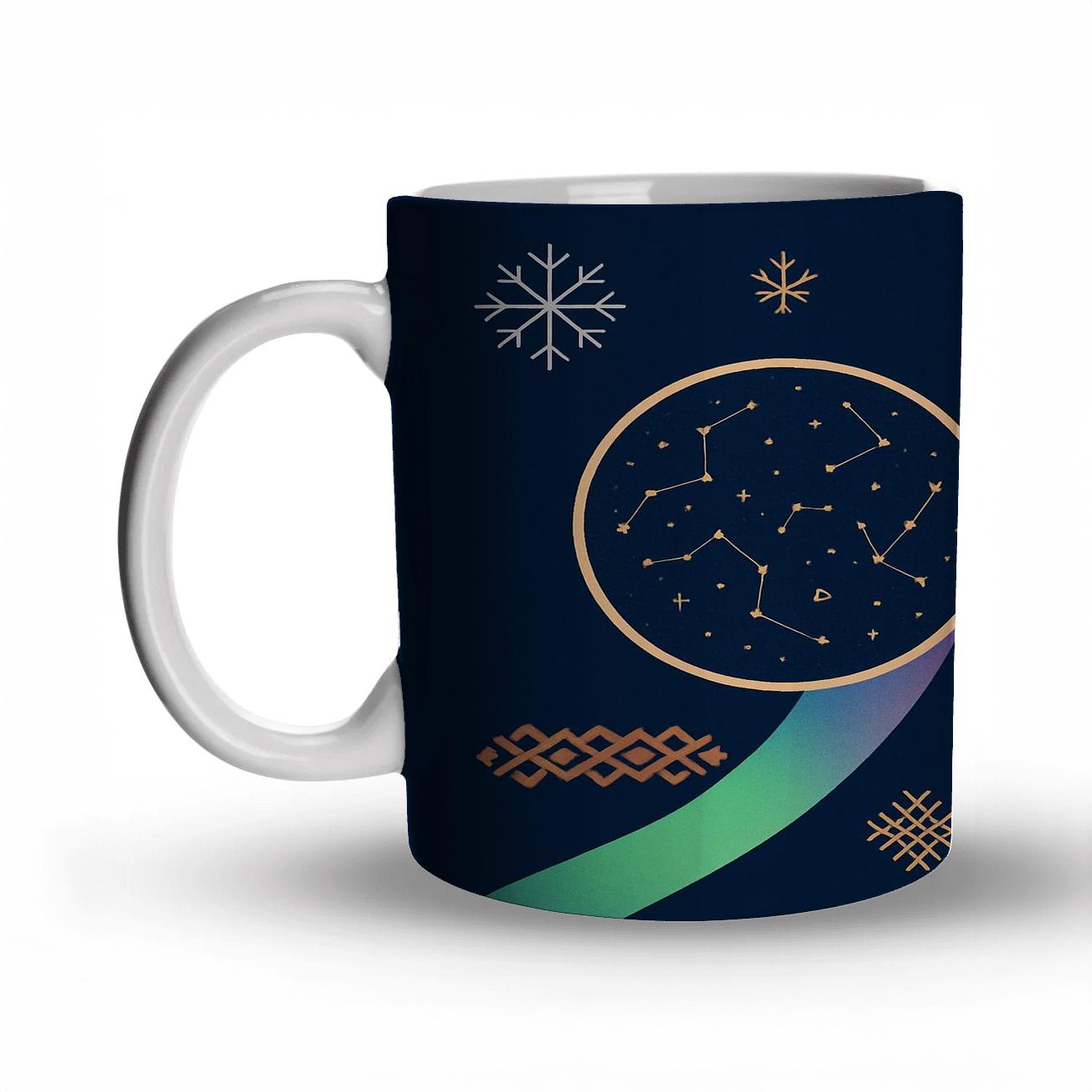 Aurora Bread And Star Maps Midwinter Feast Meets Ethiopian New Year premium drinkware mugs