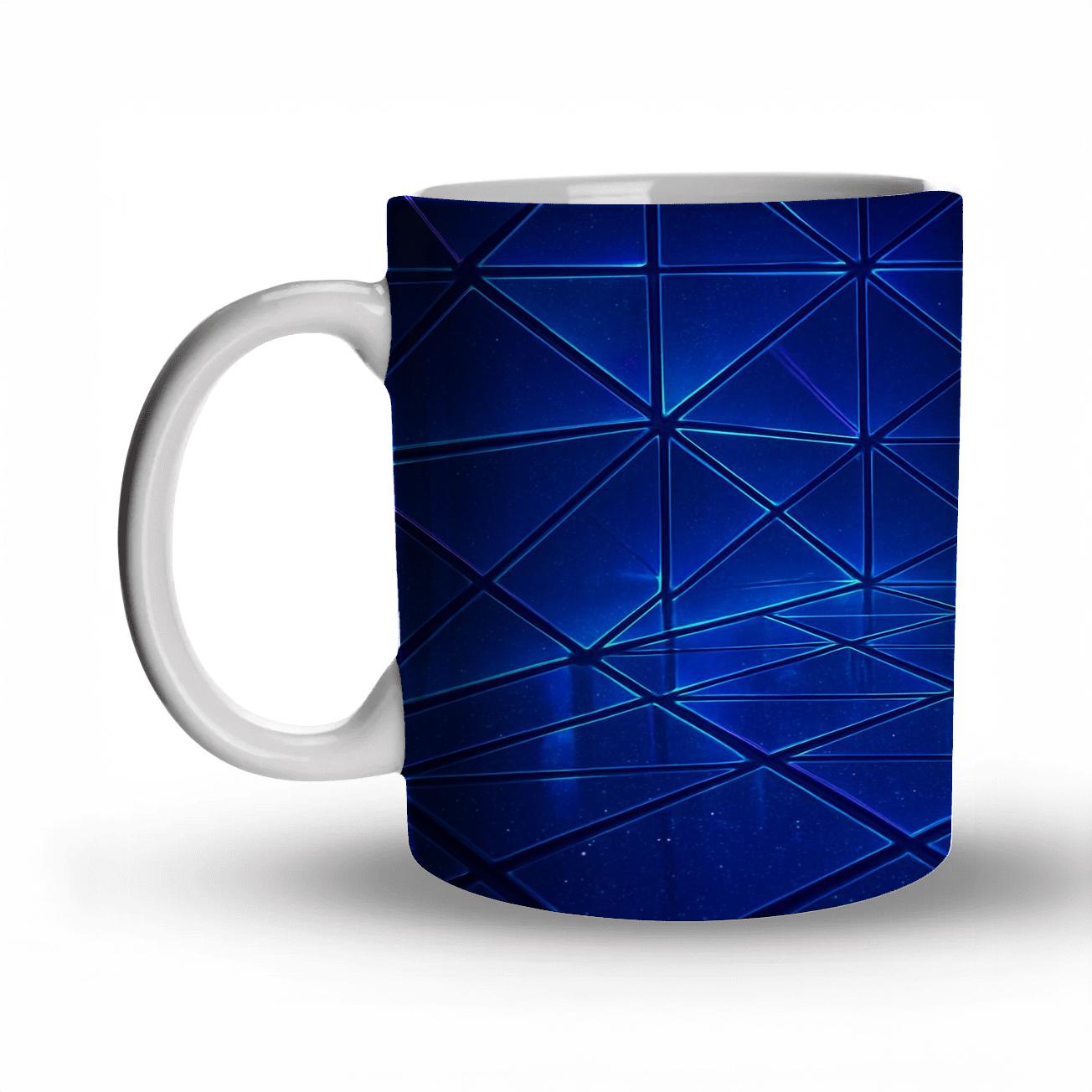 Electric Sapphire Prism Glitter Grid novelty coffee mugs