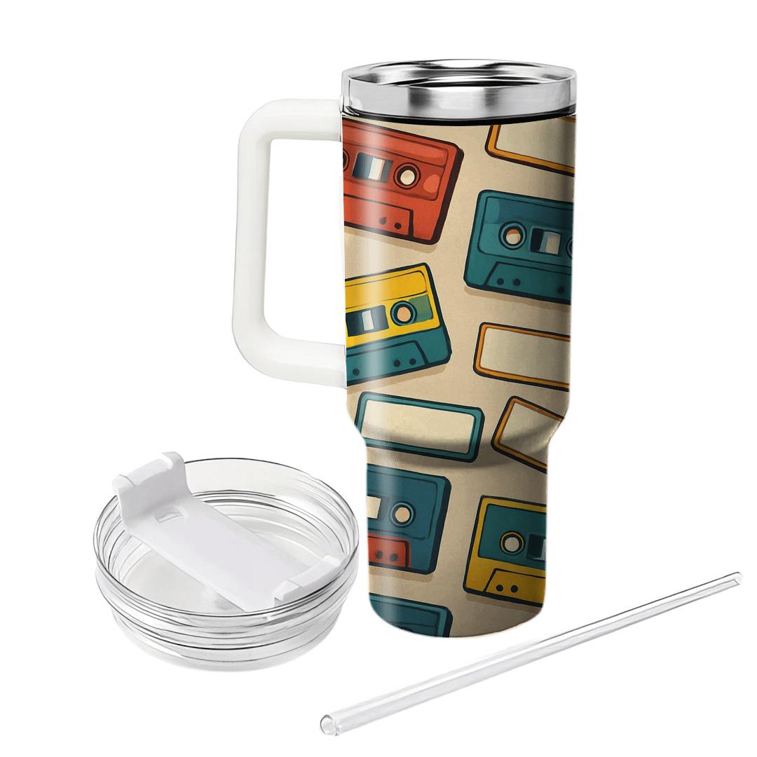 Cassette Mixtape Workshop tumblers with lids