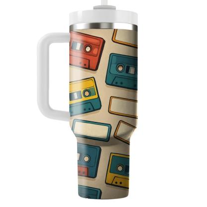 Cassette Mixtape Workshop tumblers with lids