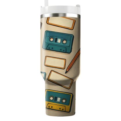 Cassette Mixtape Workshop tumblers with lids