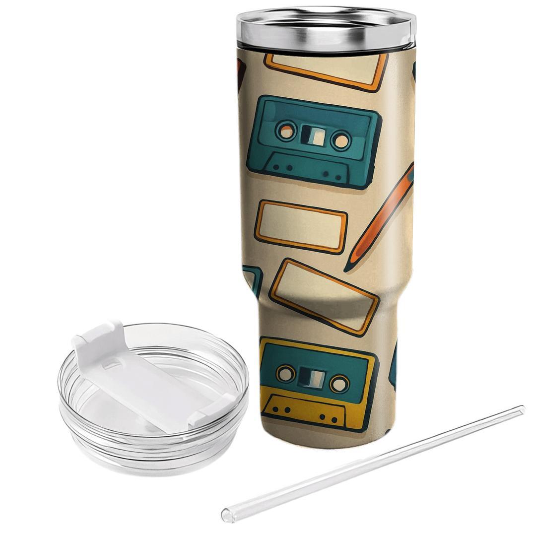 Cassette Mixtape Workshop tumblers with lids