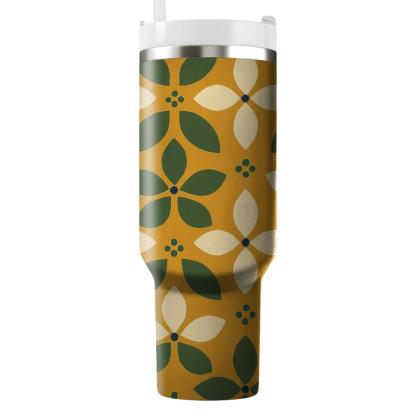 Saffron Olive Ceramic Petal Tessellation tumblers with lids