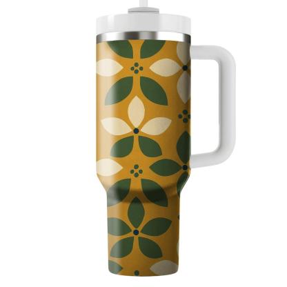 Saffron Olive Ceramic Petal Tessellation tumblers with lids