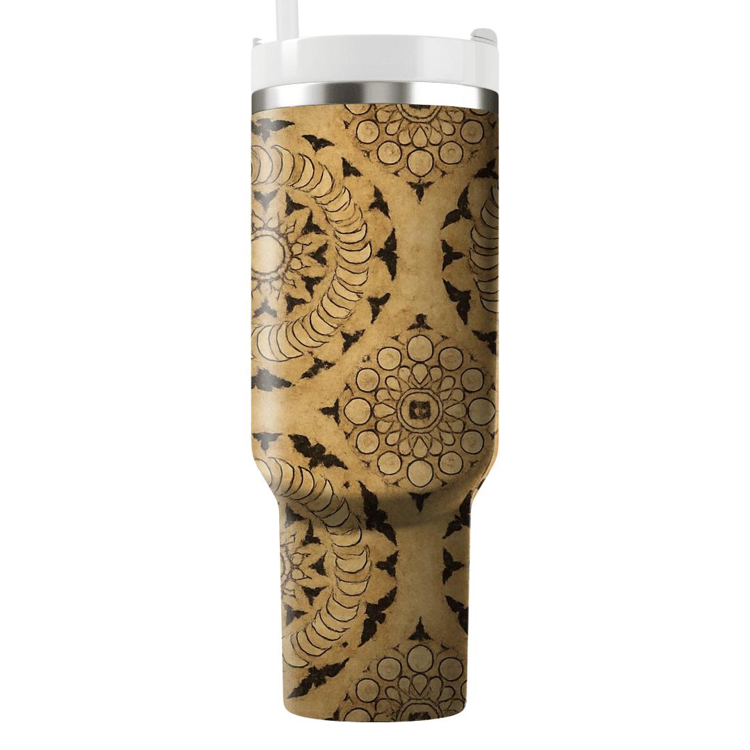 Sepia Parchment Moon Phase Bat Mandalas insulated tumblers
