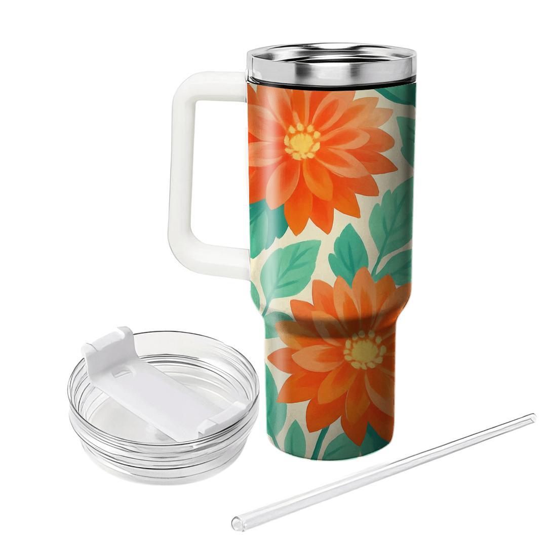 Citrus Dahlias And Mint Leaves unique tumblers