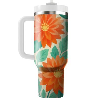 Citrus Dahlias And Mint Leaves unique tumblers