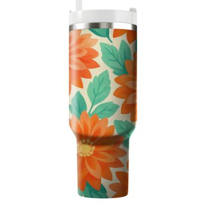 Citrus Dahlias And Mint Leaves unique tumblers