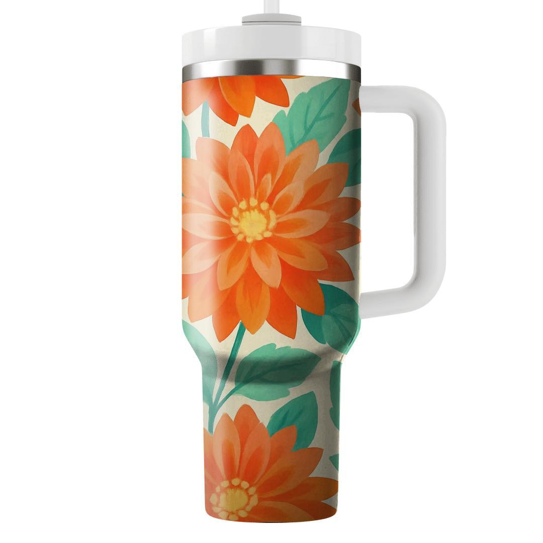 Citrus Dahlias And Mint Leaves unique tumblers