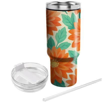 Citrus Dahlias And Mint Leaves unique tumblers