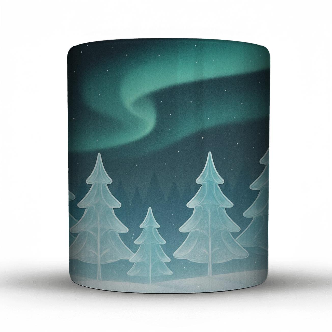 Winter Glass Forest Aurora Quiet ceramic coffee mugs