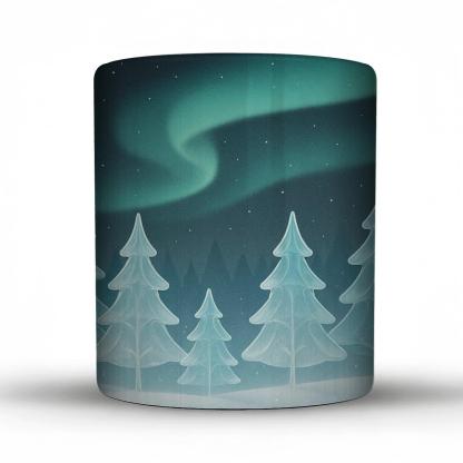 Winter Glass Forest Aurora Quiet ceramic coffee mugs