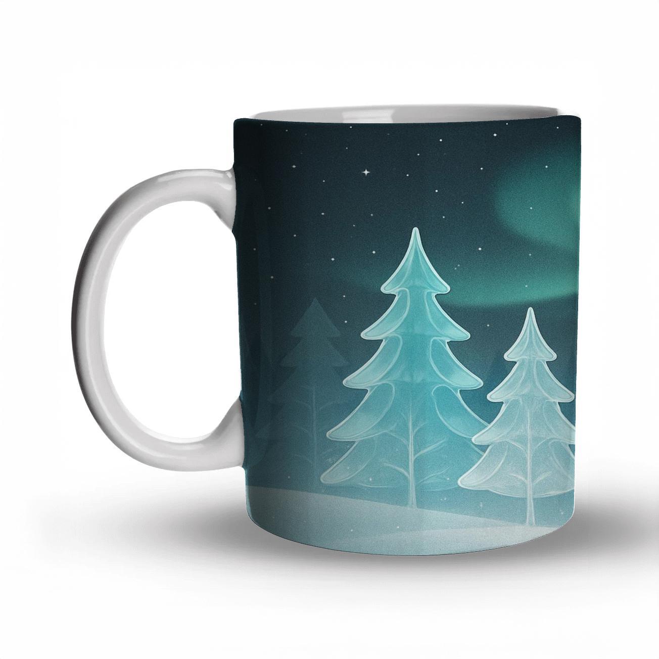 Winter Glass Forest Aurora Quiet ceramic coffee mugs