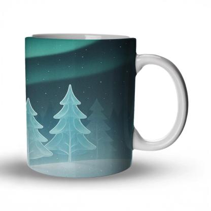 Winter Glass Forest Aurora Quiet ceramic coffee mugs
